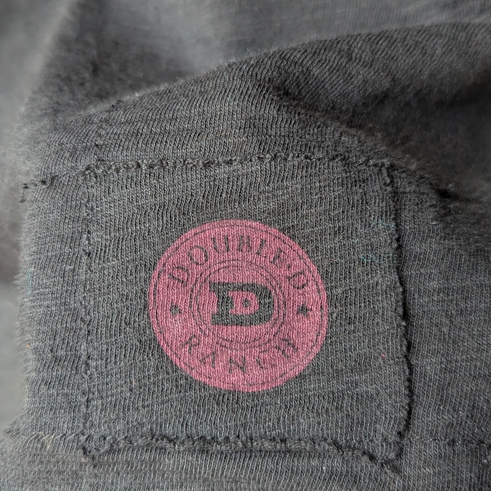 Double D Ranch Soft Black Slub Cotton Long Sleeve V Neck Top Size XL - Picture 4 of 8